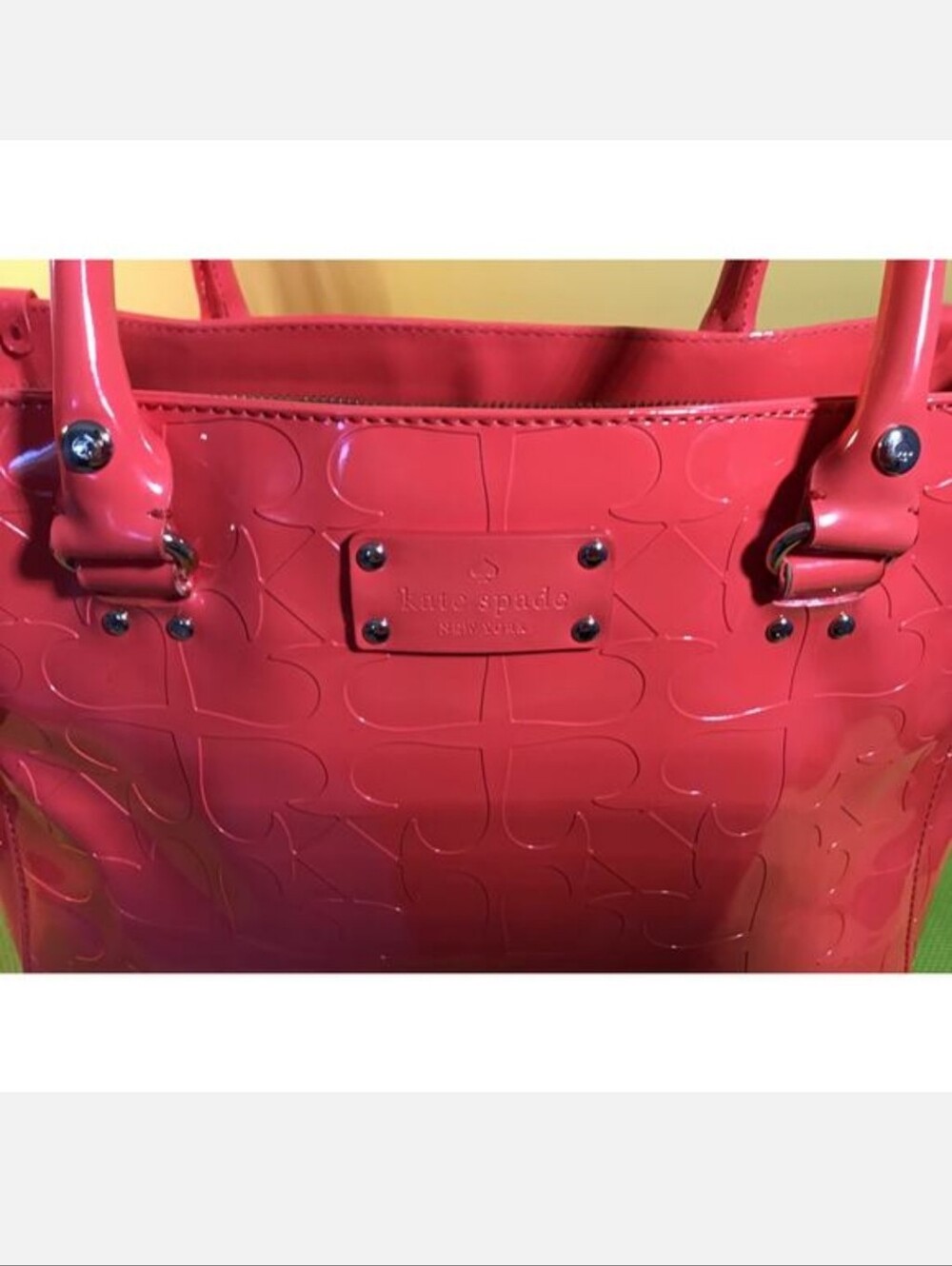 kate spade Red Embossed Patent Leather Tote - Picture 2 of 7